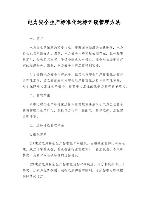 电力安全生产标准化达标评级管理办法