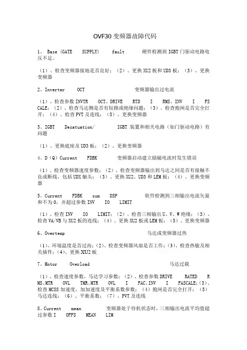 VF30变频器故障代码