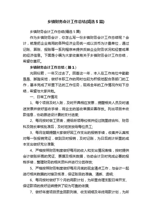 乡镇财务会计工作总结（精选5篇）