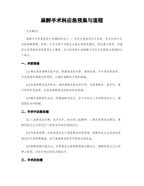 麻醉手术科应急预案与流程