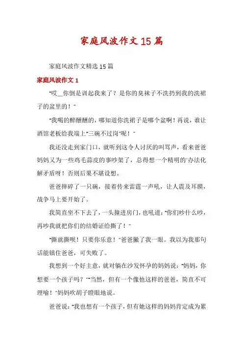 家庭风波作文15篇