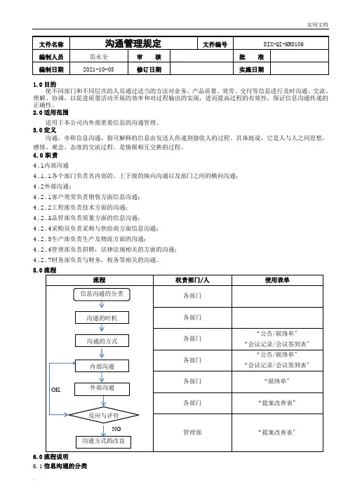 沟通管理规定