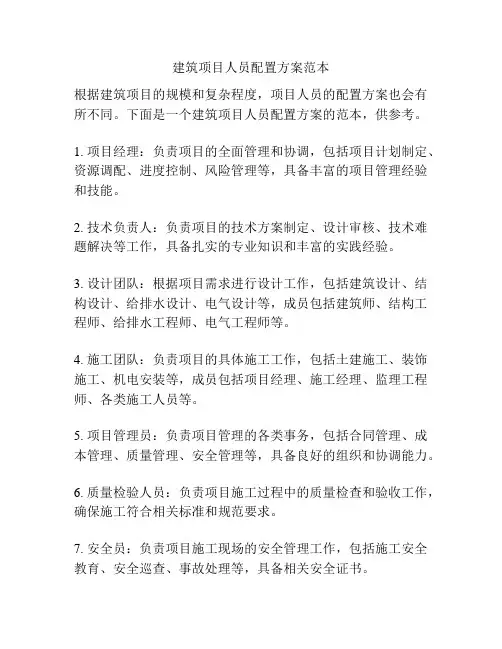 建筑项目人员配置方案范本