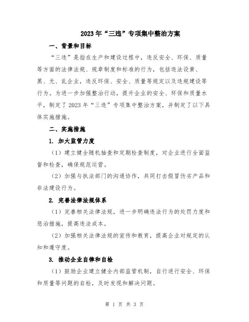 2023年“三违”专项集中整治方案