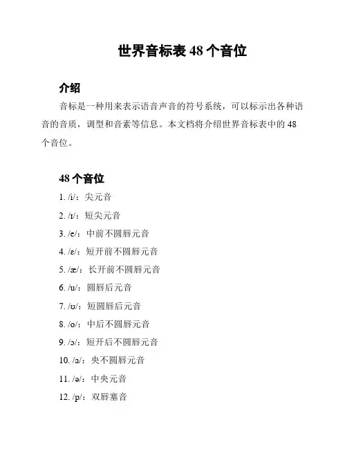 世界音标表48个音位