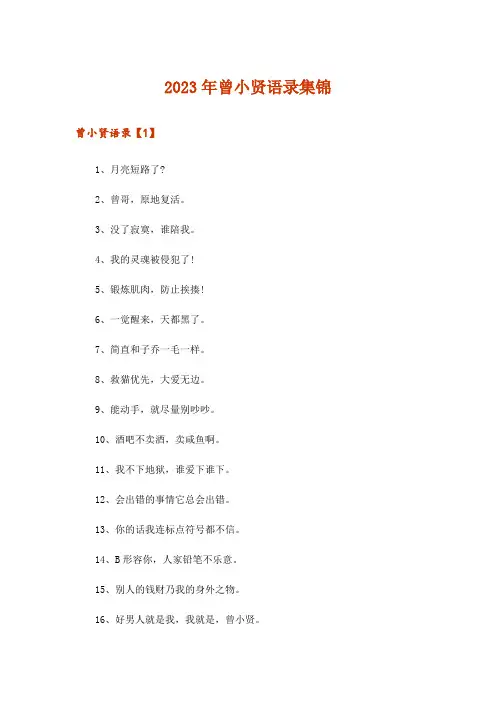 2023年曾小贤语录集锦