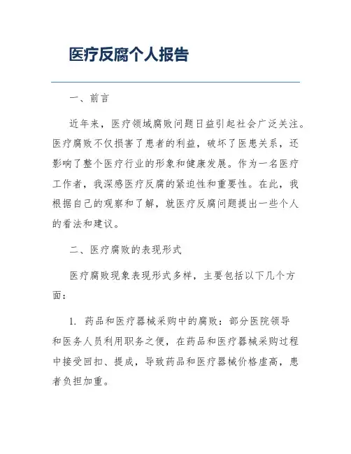 医疗反腐个人报告