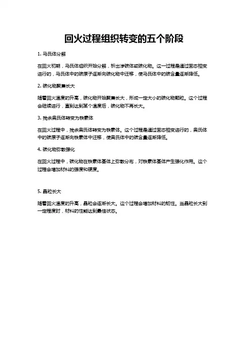 回火过程组织转变的五个阶段