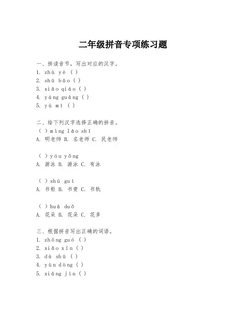 二年级拼音专项练习题