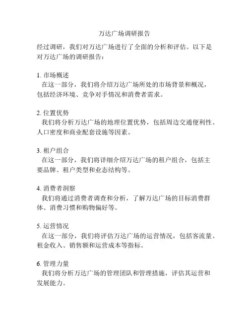 万达广场调研报告