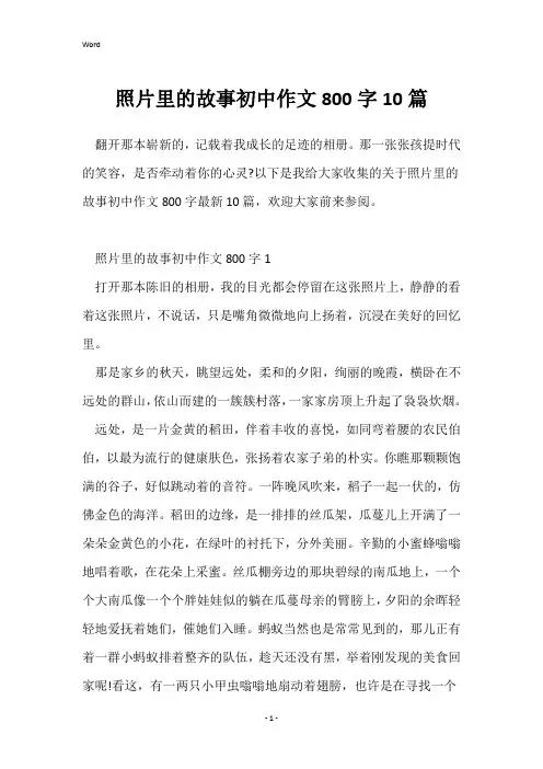 照片里的故事初中作文800字10篇