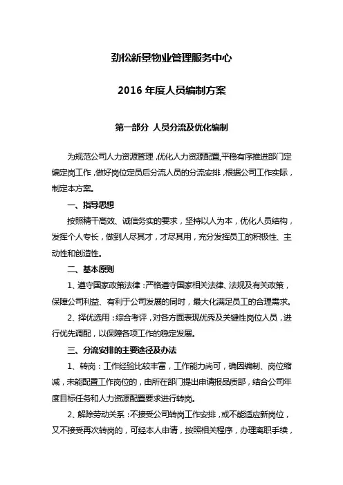 人员编制优化方案
