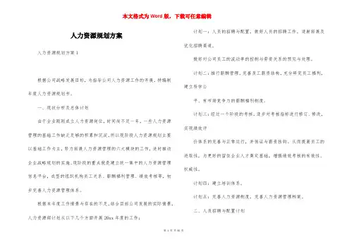 人力资源规划方案