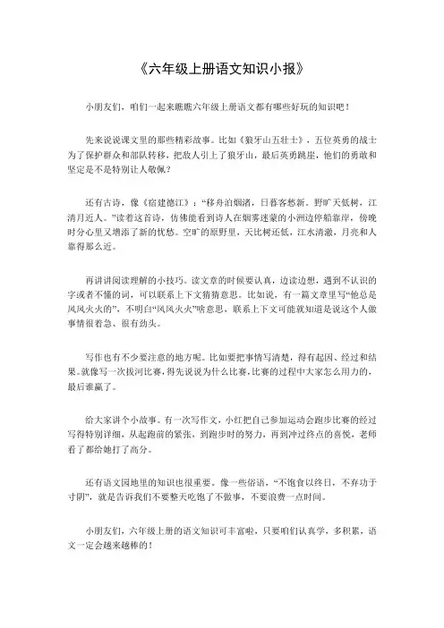 六年级上册语文知识小报