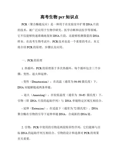 高考生物pcr知识点