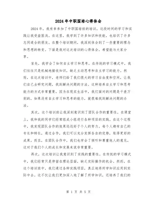2024年中职国培心得体会(3篇)