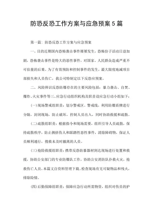 防恐反恐工作方案与应急预案5篇