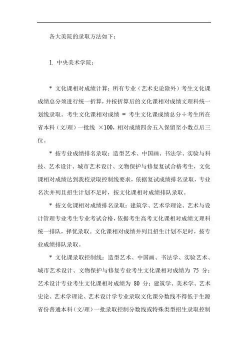 各大美院录取方法