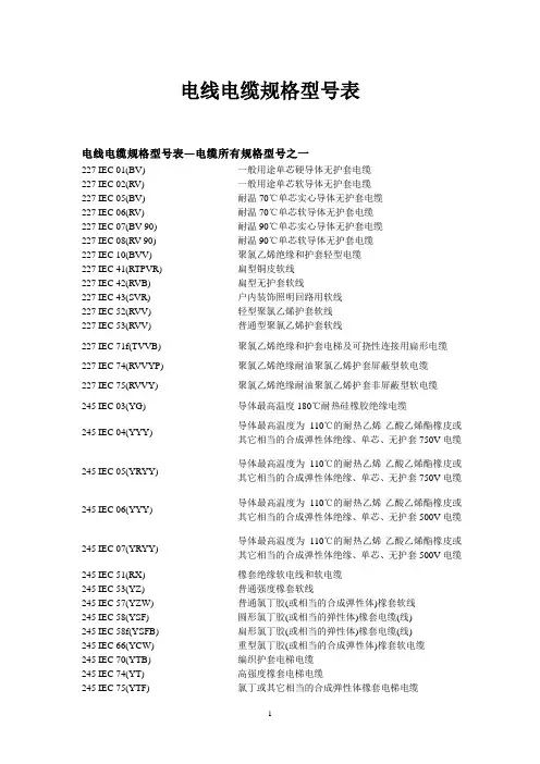 电线电缆规格型号(全部).doc