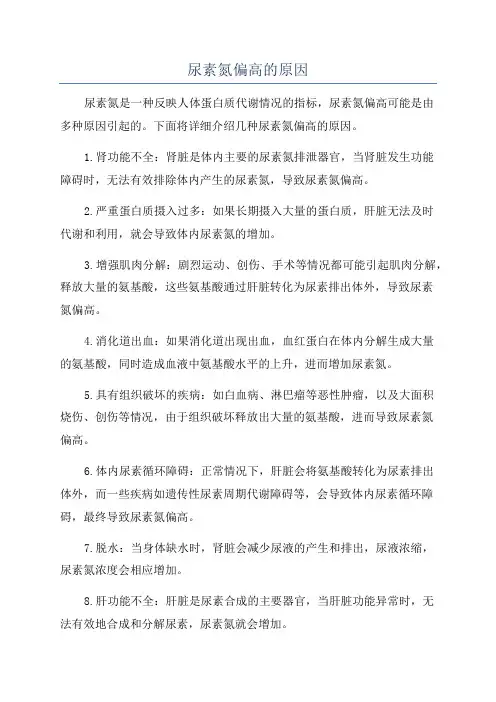 尿素氮偏高的原因