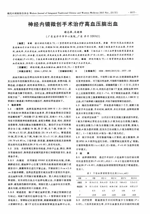 神经内镜微创手术治疗高血压脑出血