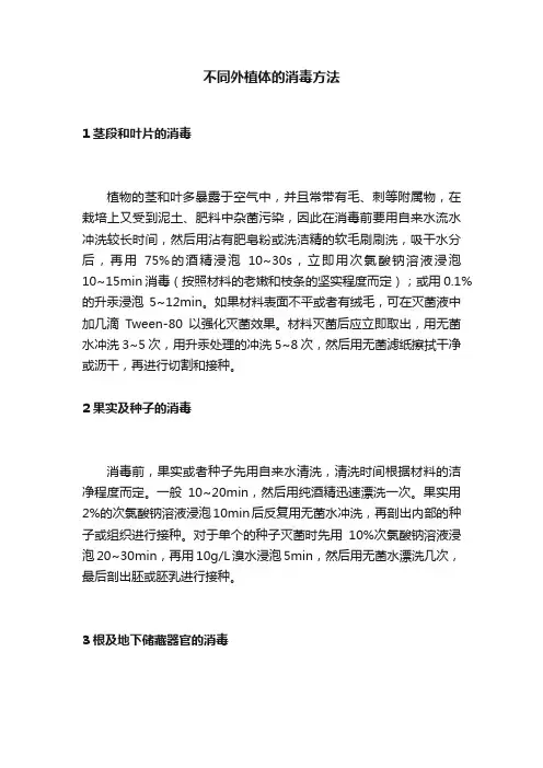 不同外植体的消毒方法