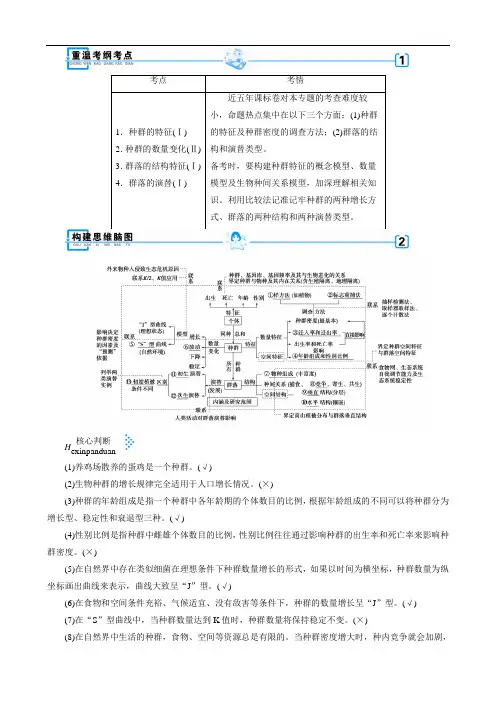 2019高考生物大二轮复习专题十二种群和群落学案