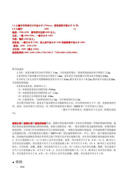 快题最常用设计规范