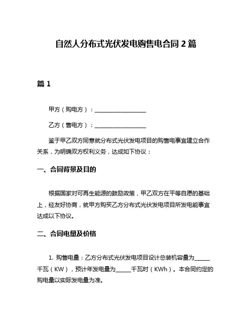 自然人分布式光伏发电购售电合同2篇