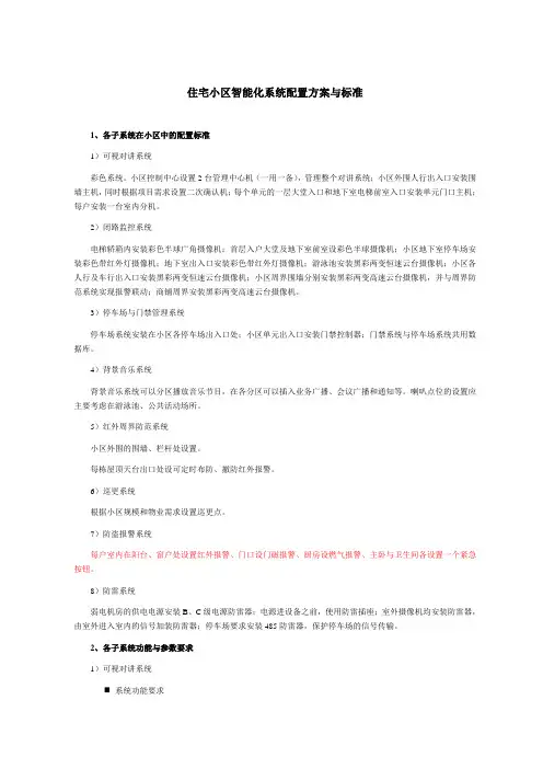 住宅小区智能化配置方案与标准