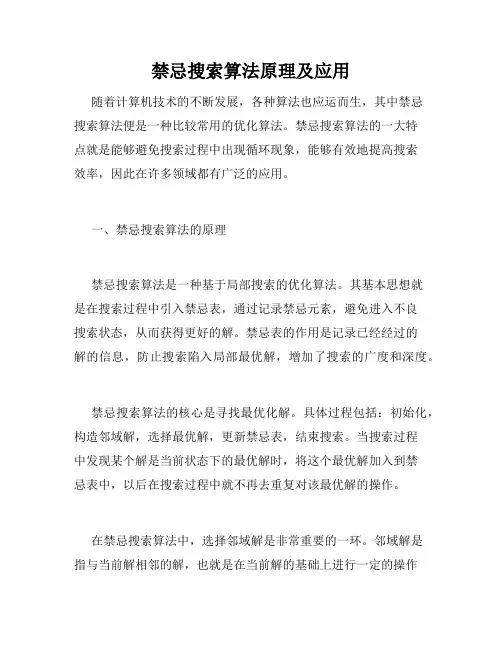 禁忌搜索算法原理及应用