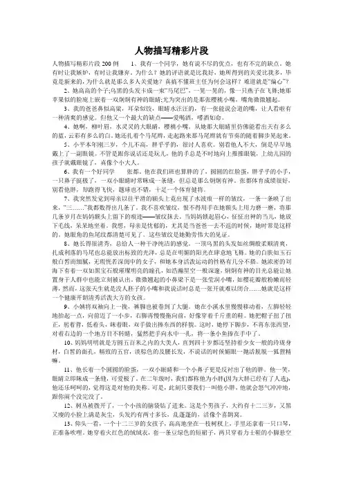 人物描写精彩片段