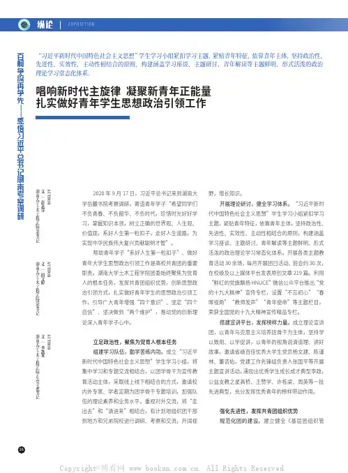 唱响新时代主旋律 凝聚新青年正能量扎实做好青年学生思想政治引领工作