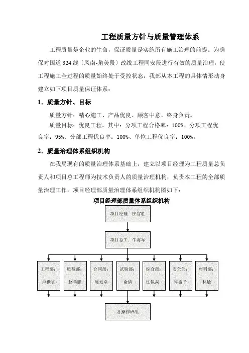 工程质量方针与质量管理体系