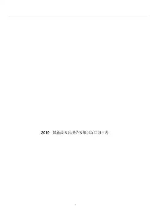 2019最新高考地理必考知识双向细目表.