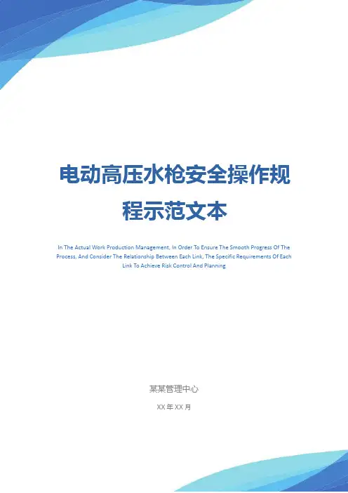 电动高压水枪安全操作规程示范文本