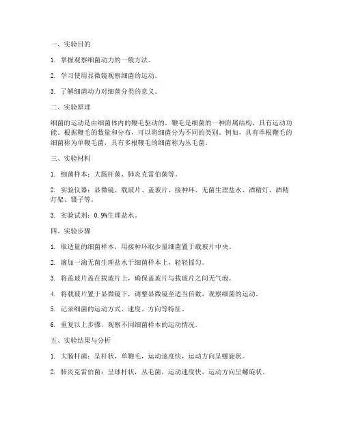 杆菌的动力实验报告