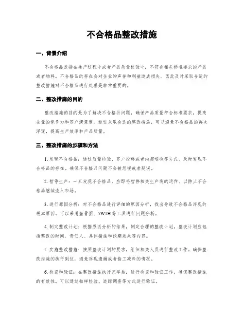 不合格品整改措施