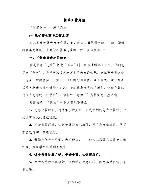 辅导工作总结（2篇）