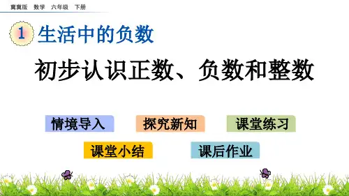 冀教版六年级数学下册《初步认识正数、负数和整数》PPT教学课件