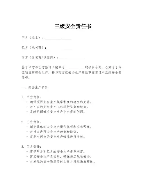 三级安全责任书