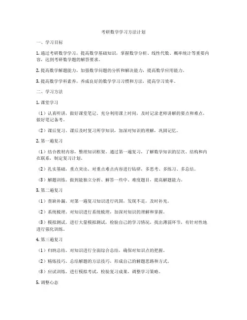考研数学学习方法计划