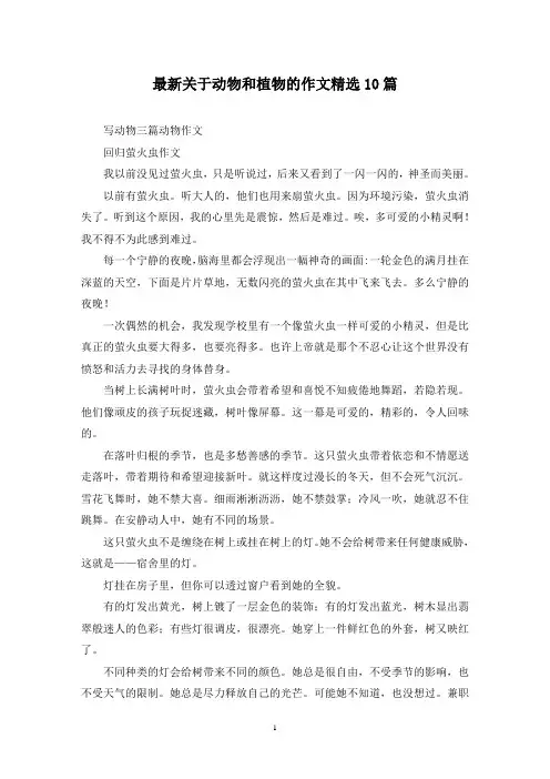 最新关于动物和植物的作文精选10篇