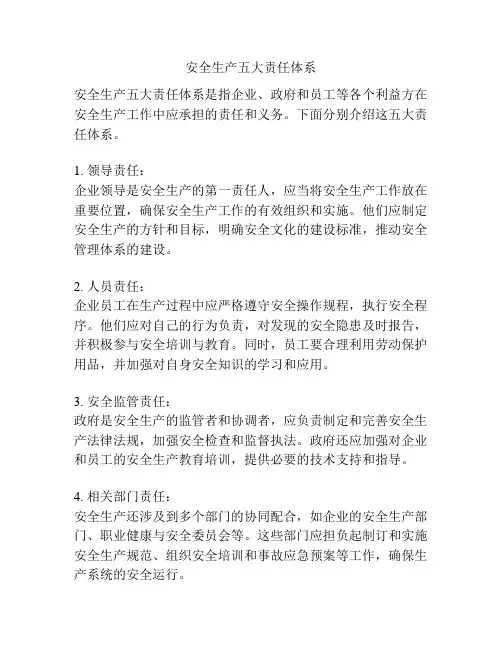 安全生产五大责任体系