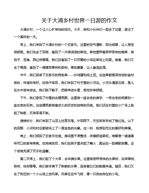 关于大浦乡村世界一日游的作文