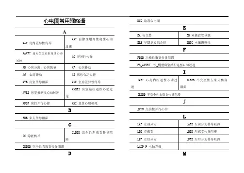 心电图缩略语对照表