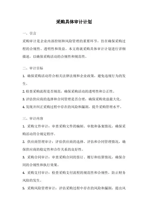 采购具体审计计划