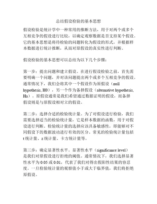 总结假设检验的基本思想