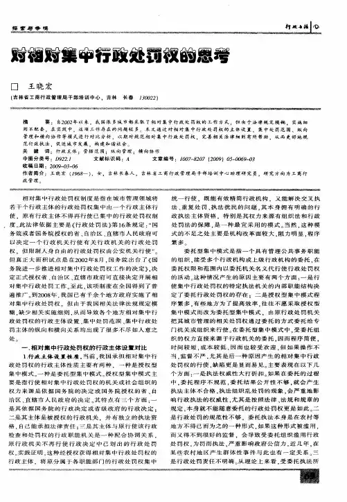 对相对集中行政处罚权的思考
