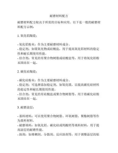 耐磨材料配方